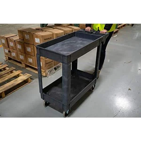 Small 2-Shelf Utility/Service Cart, Lipped Shelves, 500 lbs. Capacity for Warehouse/Garage/Cleaning/Manufacturing by Southwire 5 Small 2-Shelf Utility/Service Cart, Lipped Shelves, 500 lbs. Capacity for Warehouse/Garage/Cleaning/Manufacturing by Southwire - Image 5