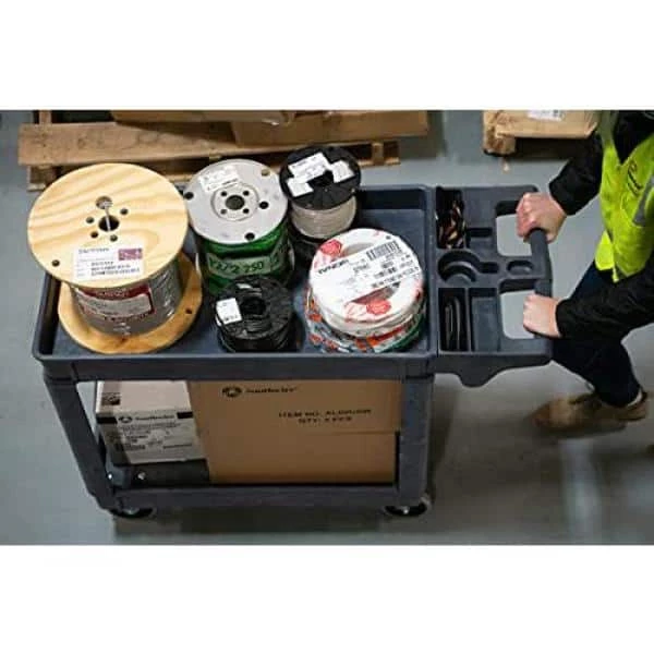 Small 2-Shelf Utility/Service Cart, Lipped Shelves, 500 lbs. Capacity for Warehouse/Garage/Cleaning/Manufacturing by Southwire 3 Small 2-Shelf Utility/Service Cart, Lipped Shelves, 500 lbs. Capacity for Warehouse/Garage/Cleaning/Manufacturing by Southwire - Image 3
