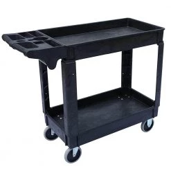 Small 2-Shelf Utility/Service Cart, Lipped Shelves, 500 lbs. Capacity for Warehouse/Garage/Cleaning/Manufacturing by Southwire