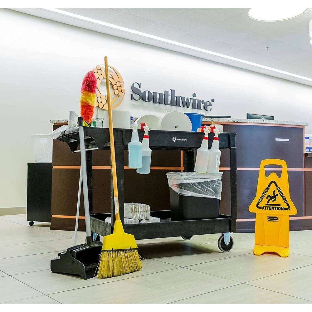 Small 2-Shelf Utility/Service Cart, Lipped Shelves, 500 lbs. Capacity for Warehouse/Garage/Cleaning/Manufacturing by Southwire 2 Small 2-Shelf Utility/Service Cart, Lipped Shelves, 500 lbs. Capacity for Warehouse/Garage/Cleaning/Manufacturing by Southwire - Image 2