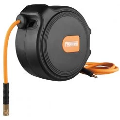 65 ft. Compact Retractable Air Hose Reel with 3/8 in. Hybrid Air Hose and 180-degree Swivel Wall Mount by Freeman