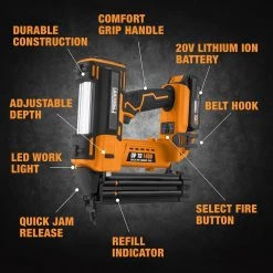 20-Volt Cordless 18-Gauge Brad Nailer Kit with Fasteners (500-Count) - 1400 Shots per Charge by Freeman -Deals Freeman Store freeman brad nailers pe20vbr50 44 1000