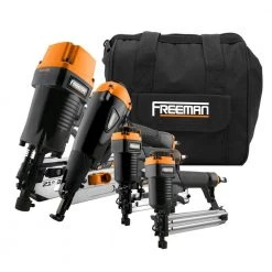 Pneumatic Framing and Finishing Nailer and Stapler Kit with Bag (4-Piece) by Freeman
