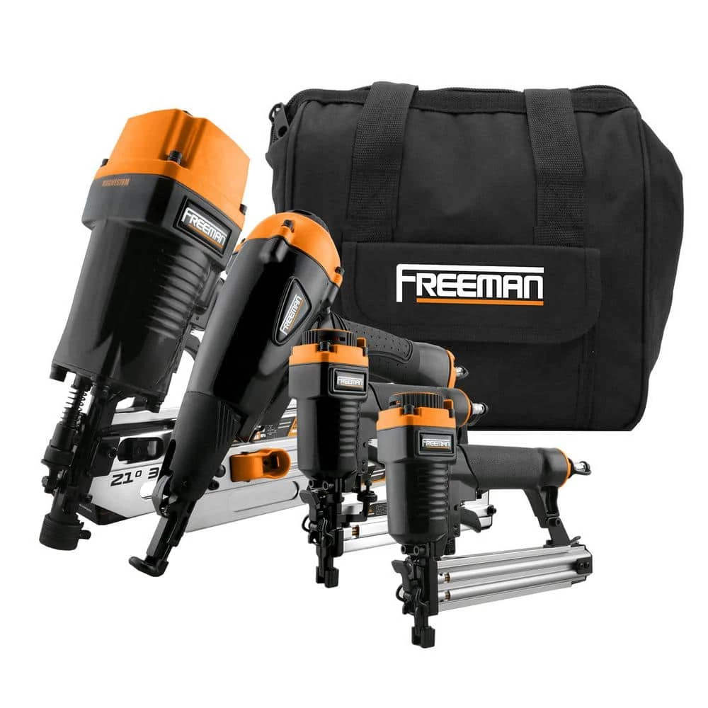 Pneumatic Framing and Finishing Nailer and Stapler Kit with Bag (4-Piece) by Freeman 1 Pneumatic Framing and Finishing Nailer and Stapler Kit with Bag (4-Piece) by Freeman