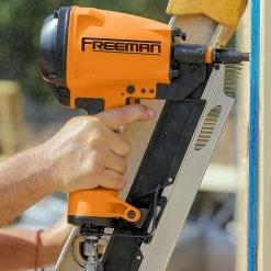 2nd Generation Compact Lightweight Pneumatic 21-Degree Framing Nailer with Metal Belt Hook and 1/4 in. NPT Air Connector by Freeman -Deals Freeman Store freeman framing nailers g22183clw 44 1000