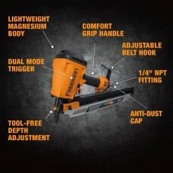 2nd Generation Compact Lightweight Pneumatic 21-Degree Framing Nailer with Metal Belt Hook and 1/4 in. NPT Air Connector by Freeman -Deals Freeman Store freeman framing nailers g22183clw fa 1000