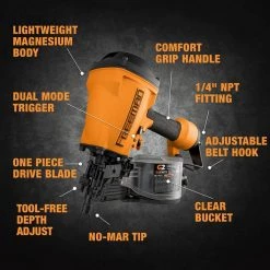 2nd Generation Pneumatic 15-Degree 3 in. Coil Framing Nailer by Freeman -Deals Freeman Store freeman framing nailers g2cn75 76 1000