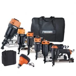 Complete Pneumatic Framing and Finishing Nailer and Stapler Kit with Bags and Fasteners (9-Piece) by Freeman
