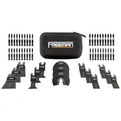 Oscillating Multi-Function Power Tool with Bag and (55-Piece) Impact Driver Bits and Oscillating Blades Kit with Case by Freeman -Deals Freeman Store freeman oscillating tools pmtc55k 1d 1000