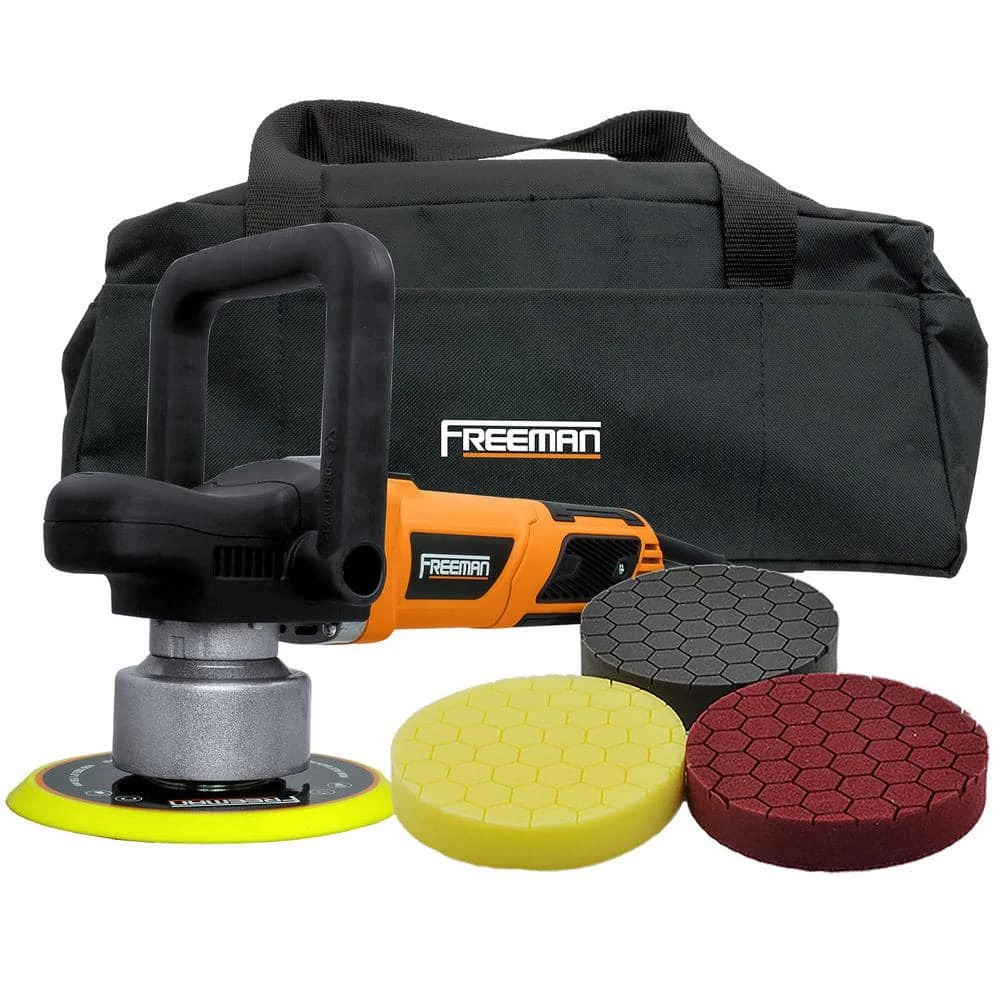 7.5 Amp Corded 6 in. Variable Speed Random Orbit Polisher Kit with Auxiliary Handles, Foam Pads and Canvas Bag by Freeman 8 7.5 Amp Corded 6 in. Variable Speed Random Orbit Polisher Kit with Auxiliary Handles, Foam Pads and Canvas Bag by Freeman - Image 8