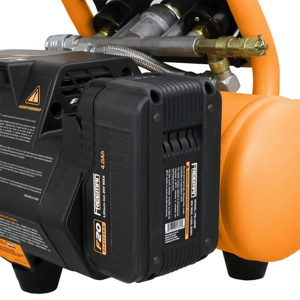 1 Gal. 20-Volt Cordless 1/3 HP Air Compressor Kit with 4 Ah Lithium-Ion Battery and Quick Charger - 700 Shots per Charge by Freeman 4 1 Gal. 20-Volt Cordless 1/3 HP Air Compressor Kit with 4 Ah Lithium-Ion Battery and Quick Charger - 700 Shots per Charge by Freeman - Image 4