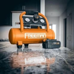 1 Gal. 20-Volt Cordless 1/3 HP Air Compressor Kit with 4 Ah Lithium-Ion Battery and Quick Charger - 700 Shots per Charge by Freeman 27 1 Gal. 20-Volt Cordless 1/3 HP Air Compressor Kit with 4 Ah Lithium-Ion Battery and Quick Charger - 700 Shots per Charge by Freeman -Deals Freeman Store freeman portable air compressors pe20v1gck d4 1000