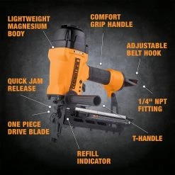 2nd Generation Pneumatic 9-Gauge 2 in. Fencing Stapler by Freeman 13 2nd Generation Pneumatic 9-Gauge 2 in. Fencing Stapler by Freeman -Deals Freeman Store freeman specialty nailers g2fs9 76 1000