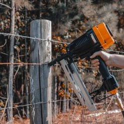 Pneumatic 9-Gauge 2 in. Fencing Stapler with T-Handle, Adjustable Metal Belt Hook, and Case by Freeman -Deals Freeman Store freeman specialty nailers pfs9 44 1000