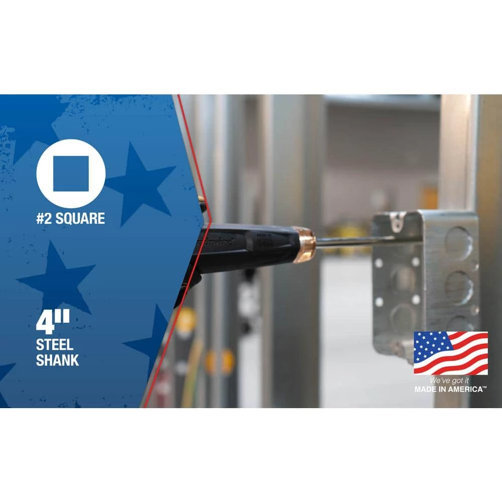 USA #2 Square Tip Screwdriver with 4 in. Shank by Southwire 3 USA #2 Square Tip Screwdriver with 4 in. Shank by Southwire - Image 3