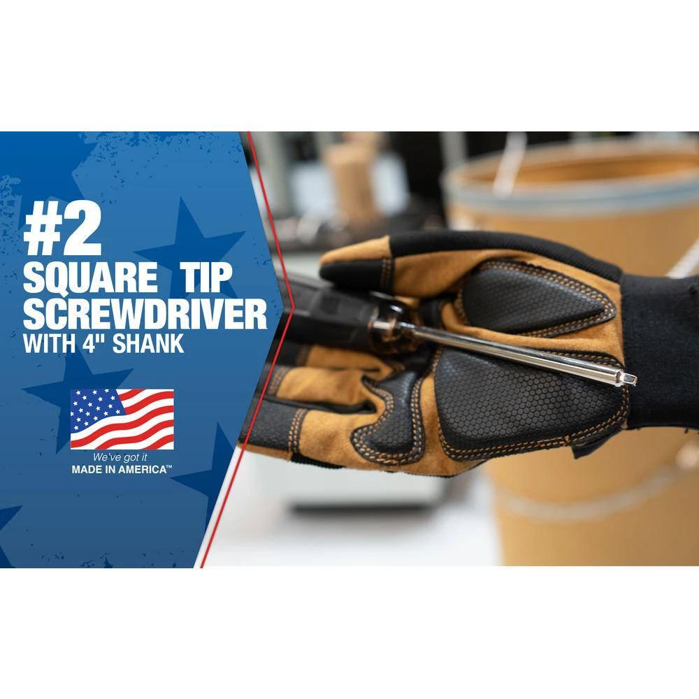 USA #2 Square Tip Screwdriver with 4 in. Shank by Southwire 2 USA #2 Square Tip Screwdriver with 4 in. Shank by Southwire - Image 2