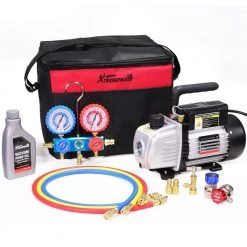 HVAC AC Repair Complete Set with 3.5 CFM 1/4 HP Vacuum Pump Manifold Gauge Set by XtremepowerUS