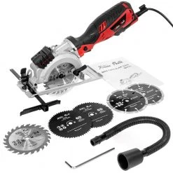 5.88 Amp 4-1/2 in. Corded Worm Drive Circular Saw with 6 Saw Blades and Beam Guide 3500 RPM by XtremepowerUS