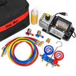 1/4 HP 3 CFM Air Vacuum Pump HVAC A/C Refrigerant Kit with AC Manifold Gauge Set by XtremepowerUS 8 1/4 HP 3 CFM Air Vacuum Pump HVAC A/C Refrigerant Kit with AC Manifold Gauge Set by XtremepowerUS -Deals Freeman Store xtremepowerus compressor accessories 71097 h1 4f 1000
