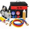1/4 HP 3 CFM Air Vacuum Pump HVAC A/C Refrigerant Kit with AC Manifold Gauge Set by XtremepowerUS