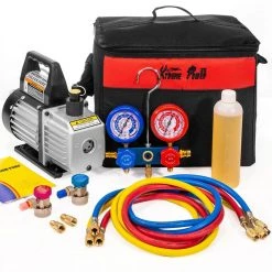 1/4 HP 3 CFM Air Vacuum Pump HVAC A/C Refrigerant Kit with AC Manifold Gauge Set by XtremepowerUS