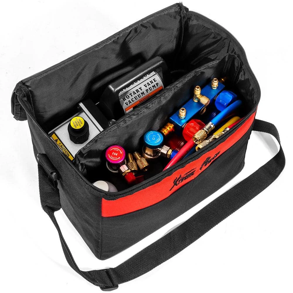 1/4 HP 3 CFM Air Vacuum Pump HVAC A/C Refrigerant Kit with AC Manifold Gauge Set by XtremepowerUS 2 1/4 HP 3 CFM Air Vacuum Pump HVAC A/C Refrigerant Kit with AC Manifold Gauge Set by XtremepowerUS - Image 2