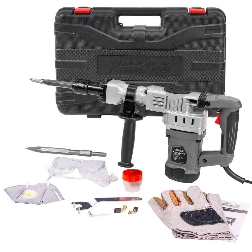 1400-Watt Demolition Hammer Jackhammer Trigger-Lock Concrete Breaker with 2 Chisel Bit and Storage Case by XtremepowerUS 1 1400-Watt Demolition Hammer Jackhammer Trigger-Lock Concrete Breaker with 2 Chisel Bit and Storage Case by XtremepowerUS