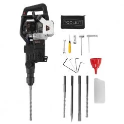 25 in. 32.7 cc Gasoline Demolition Concrete Breaker Hammer and Drill Kit with Chisel Bits by XtremepowerUS