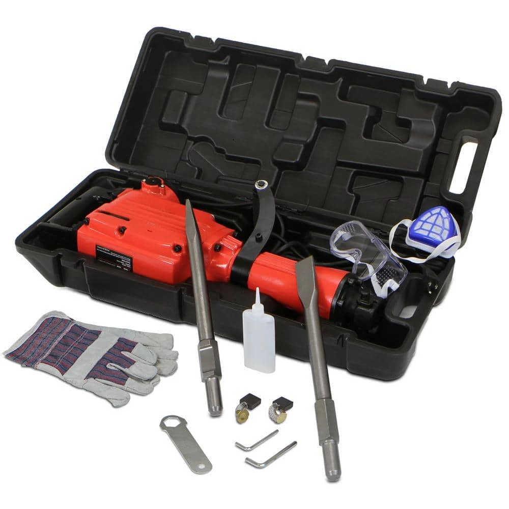 10 in. W 2200-Watt Heavy-Duty Electric Jackhammer Demolition Hammer Concrete Breaker Tool Kit with Full Chisel Bit Set by XtremepowerUS 2 10 in. W 2200-Watt Heavy-Duty Electric Jackhammer Demolition Hammer Concrete Breaker Tool Kit with Full Chisel Bit Set by XtremepowerUS - Image 2
