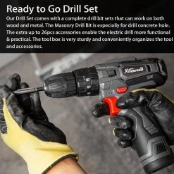 12-Volt Li-Ion 1/2 in. Chuck Size Cordless Drill LED Electric Screwdriver Power Driver with 2Ah Battery & Case by XtremepowerUS -Deals Freeman Store xtremepowerus electric screwdrivers 47519 4f 1000