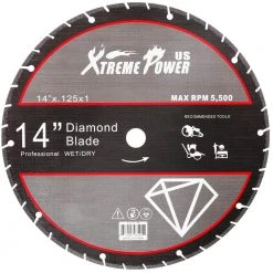 14 in. x 0.125 in. x 1 in. Diamond Metal Steel Cut Off Saw Blade Wheel Abrasive by XtremepowerUS