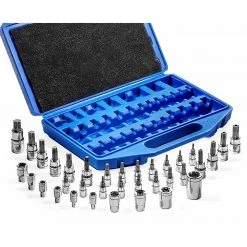 1/4 in. 3/8 in. Torx/TR Tamper Proof External Star Socket Bit Set (35-Piece) by XtremepowerUS