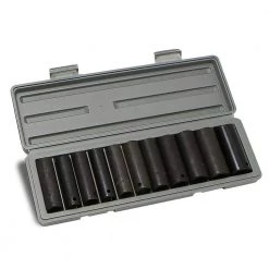 1/2 in. Drive SAE Deep Impact Wrench Socket Set with Carrying Case (12-Piece) by XtremepowerUS
