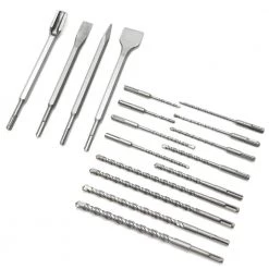 SDS-Plus Tungsten Carbide Rotary Hammer Drill and Chisel Metric Bit Set (17-piece) by XtremepowerUS -Deals Freeman Store xtremepowerus masonry drill bits 32605 xp 76 1000