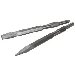 5/8 in. Steel Point and Flat Concrete Chisels for Electric Demolition Jack HammerHex Shank Chisel Bit Set (2-Pieces) by XtremepowerUS