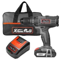 20-Volt MAX Cordless 1/2 in. Chuck Brushed Electric Drill 2000 mAh 400 in./lbs. Torque Setting w/Carrying Bag, Charger by XtremepowerUS -Deals Freeman Store xtremepowerus power drills 47505 h 4f 1000