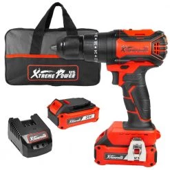 20-Volt MAX Li-Ion Brushless Cordless Impact Drill 1/2 in. Chuck LED Power Drill 2 Ah Battery, Charger & Bag by XtremepowerUS