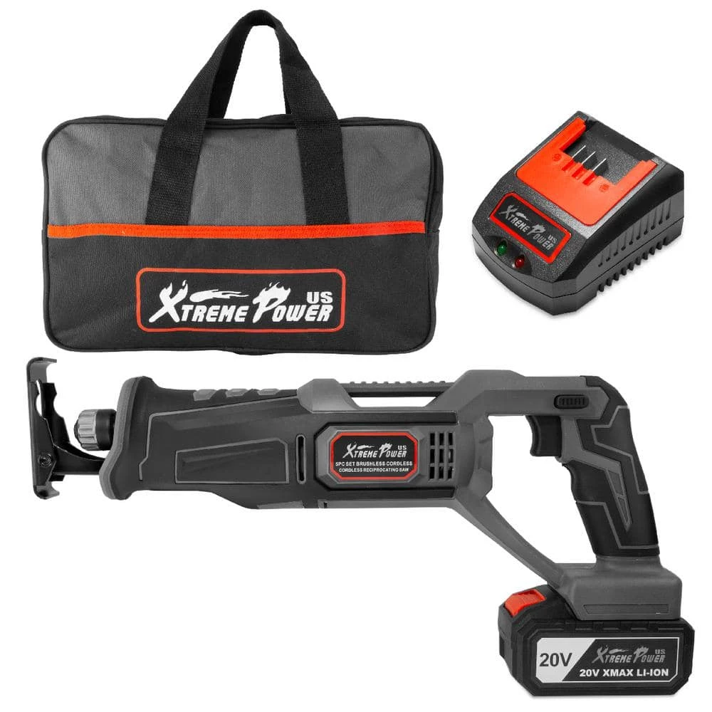 20-Volt Maximum Cordless Reciprocating Saw Lithium-Ion Battery Variable 4.0 Ah Fast Charger with Bag by XtremepowerUS 1 20-Volt Maximum Cordless Reciprocating Saw Lithium-Ion Battery Variable 4.0 Ah Fast Charger with Bag by XtremepowerUS