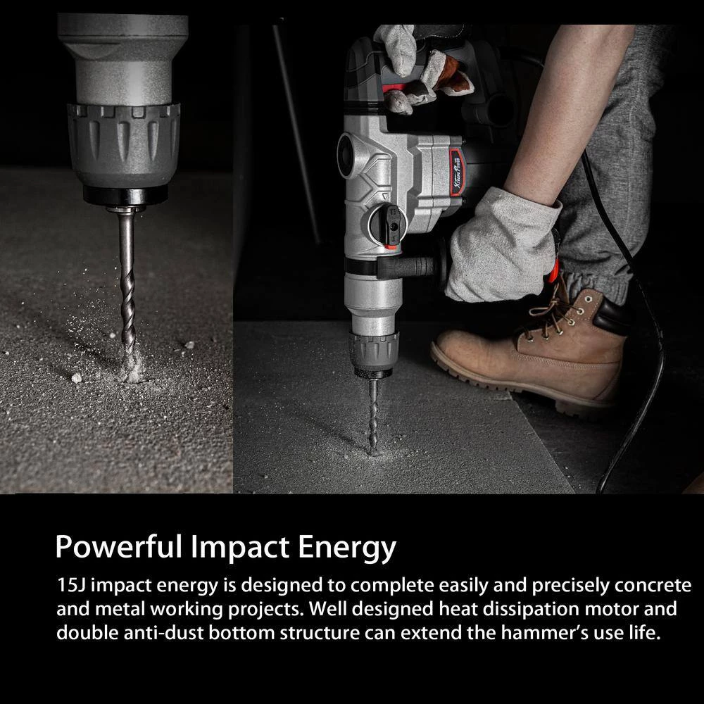 1-1/4 in. 8.5 Amp SDS-Plus Corded Variable Speed Concrete/Masonry Rotary Hammer Drill with Storage Case by XtremepowerUS 7 1-1/4 in. 8.5 Amp SDS-Plus Corded Variable Speed Concrete/Masonry Rotary Hammer Drill with Storage Case by XtremepowerUS - Image 7