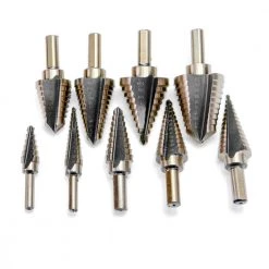 Titanium HSS SAE 93 Step Drill Bit Carry Case Tri Flat Shank Dual Flute New (9-Piece) by XtremepowerUS